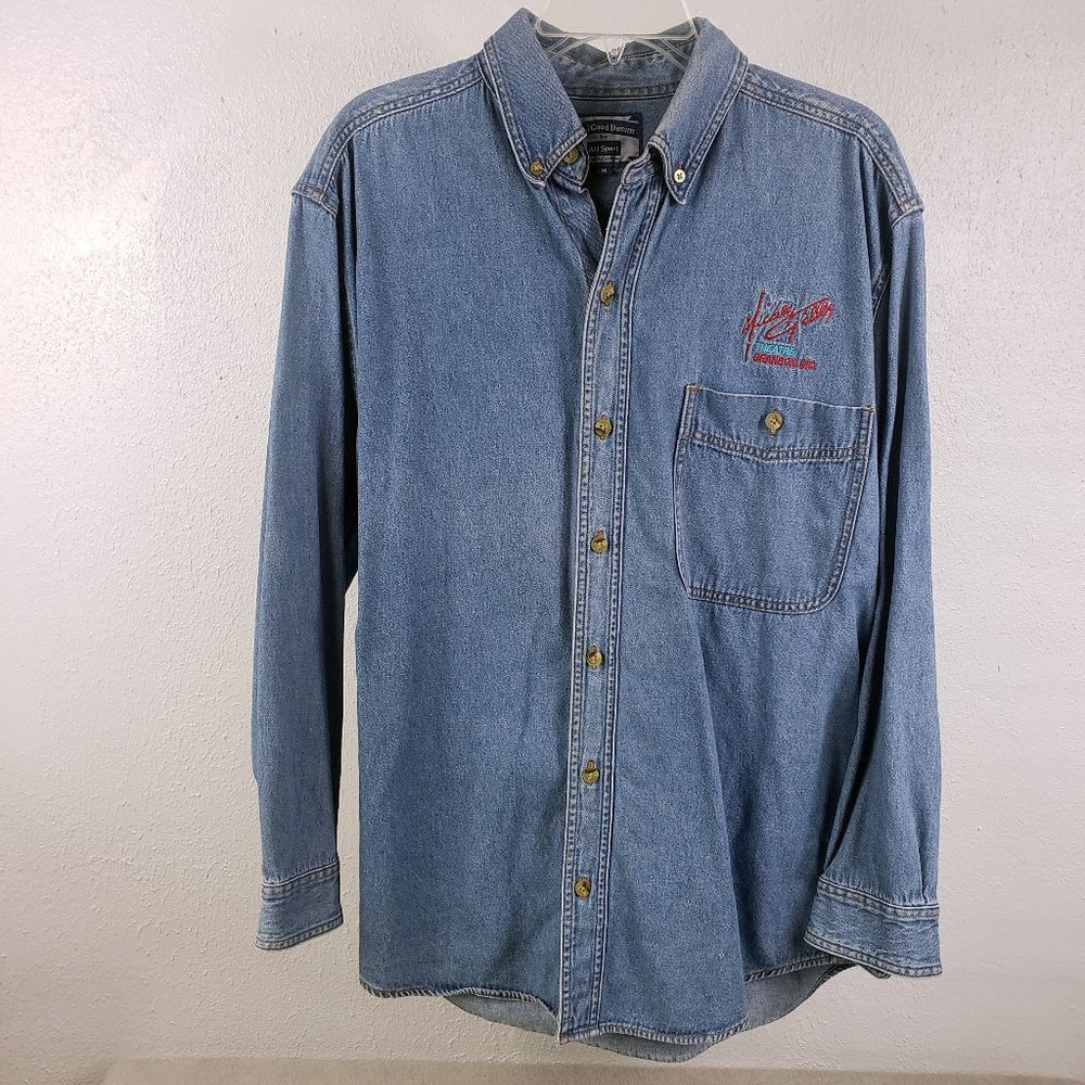 Real Good Denim Women's Mickey Gilley Embroidered Button Down Shirt Top Blouse